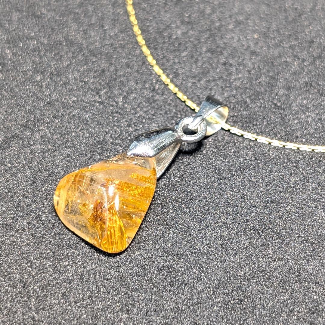 一点物【虎目針のインパクト】タイガータイチンルチルペンダント チェーン付