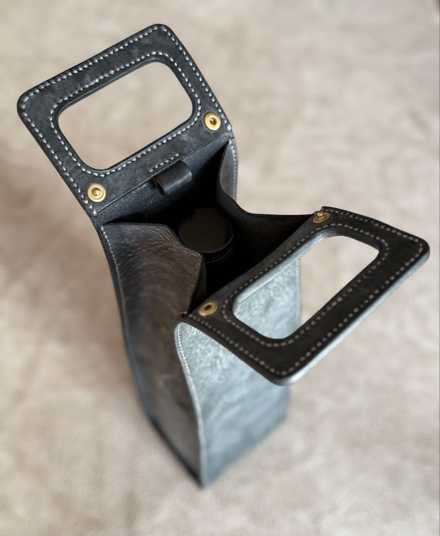 レザー ボトルバッグ　ブラック　720mlサイズ