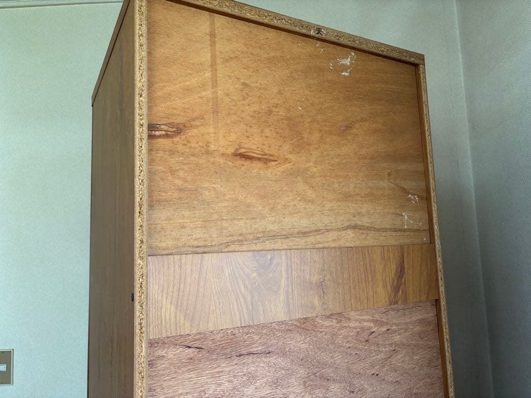 木目調 洋服タンス 2ドア 引き出し付き