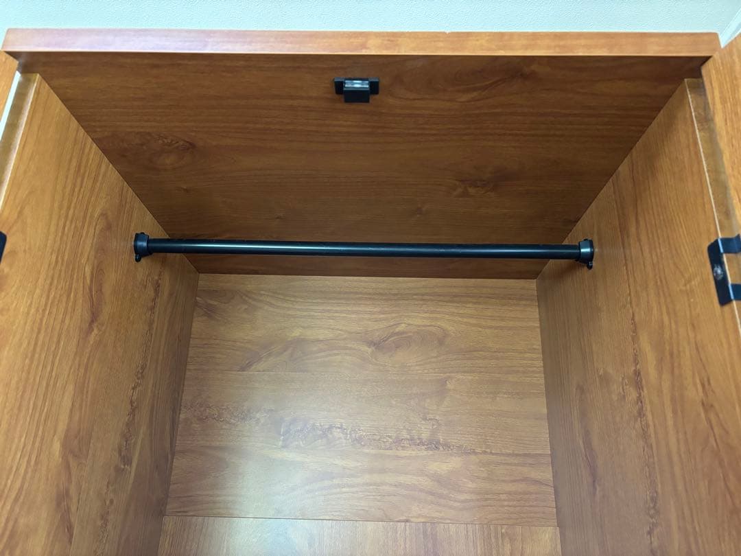 木目調 洋服タンス 2ドア 引き出し付き