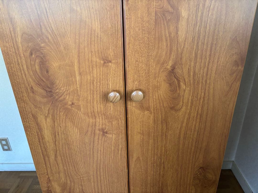 木目調 洋服タンス 2ドア 引き出し付き