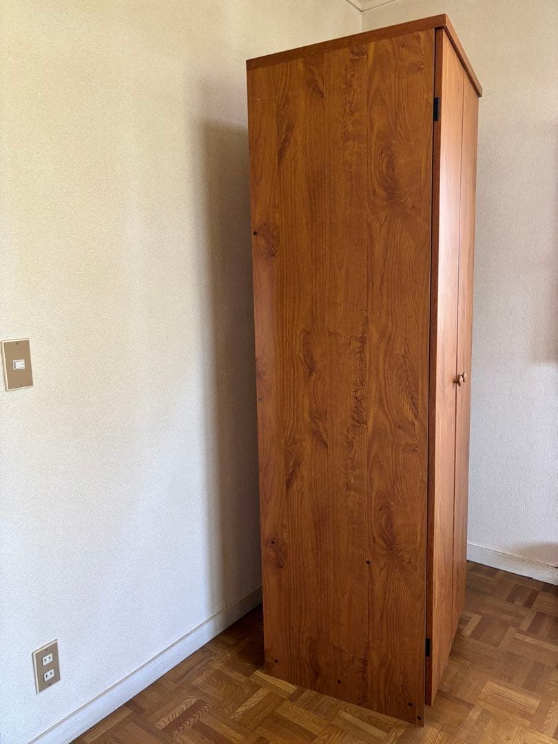 木目調 洋服タンス 2ドア 引き出し付き