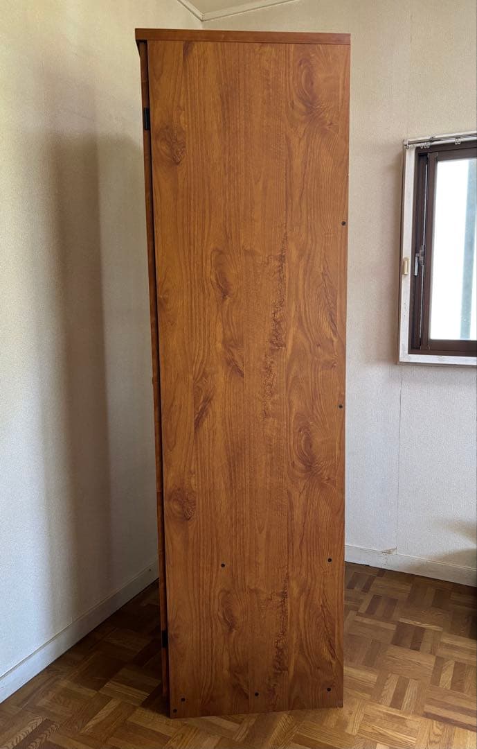 木目調 洋服タンス 2ドア 引き出し付き