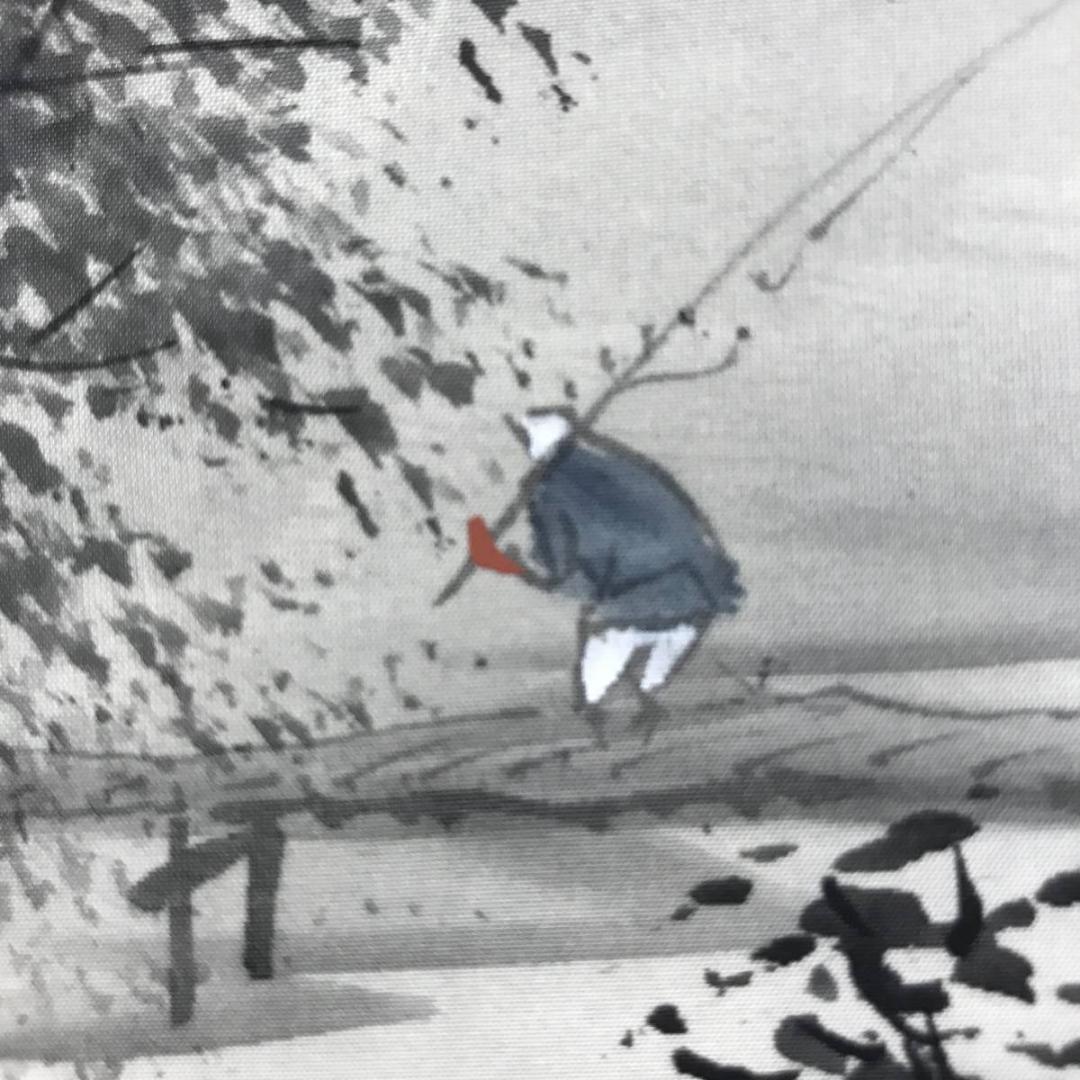 真作/桑原光風/山水漁夫図/山水図/釣人図/掛軸☆宝船☆AE-320