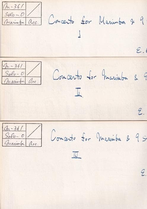 マリンバ楽譜　E.ハッチ / MAR.と９台の弦楽のため　希少価値大