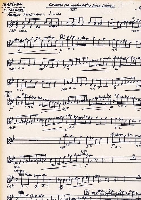 マリンバ楽譜　E.ハッチ / MAR.と９台の弦楽のため　希少価値大