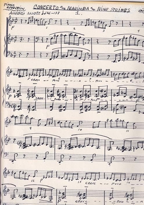 マリンバ楽譜　E.ハッチ / MAR.と９台の弦楽のため　希少価値大