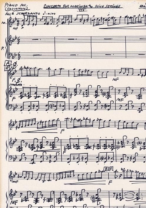 マリンバ楽譜　E.ハッチ / MAR.と９台の弦楽のため　希少価値大