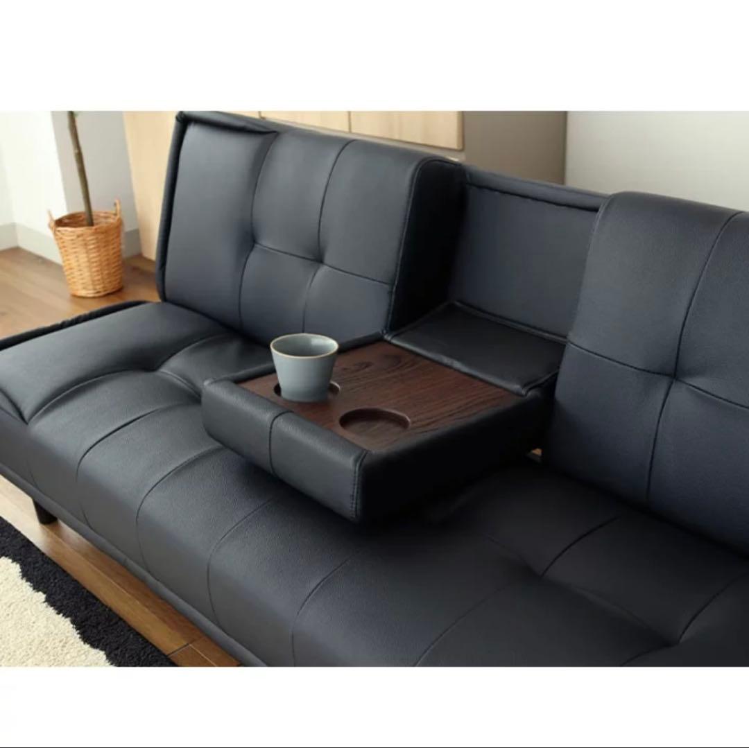 E*i様 レザーファブリック合皮ソファーベッド・リクライニング3人がけソファー【