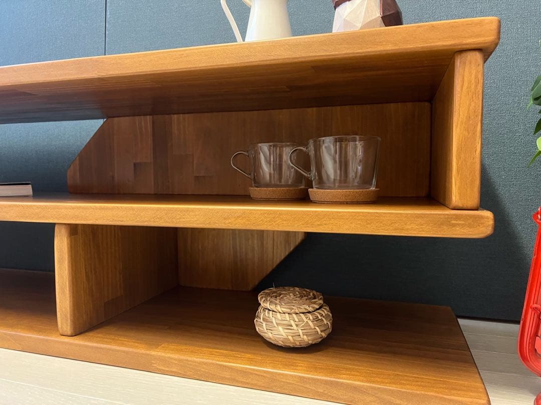 【送料無料】 テレビボード 棚板付き 縦格子型 シェルフ オーク 120cm