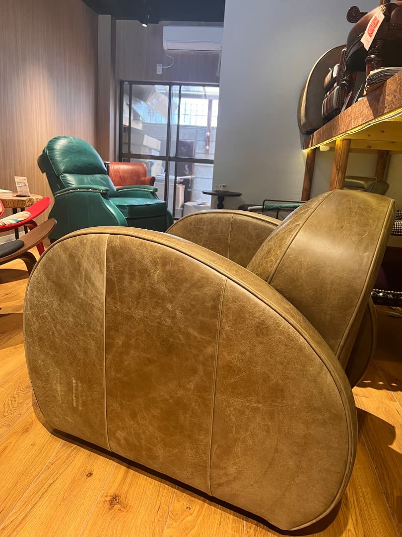 レザー風アームチェア　本革　２点セット