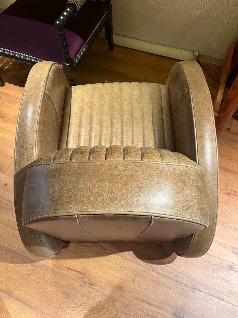 レザー風アームチェア　本革　２点セット