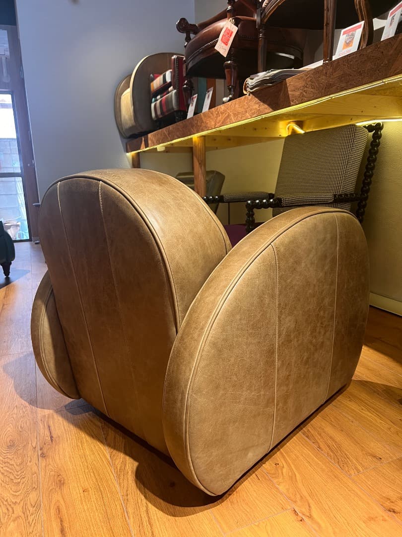 レザー風アームチェア　本革　２点セット