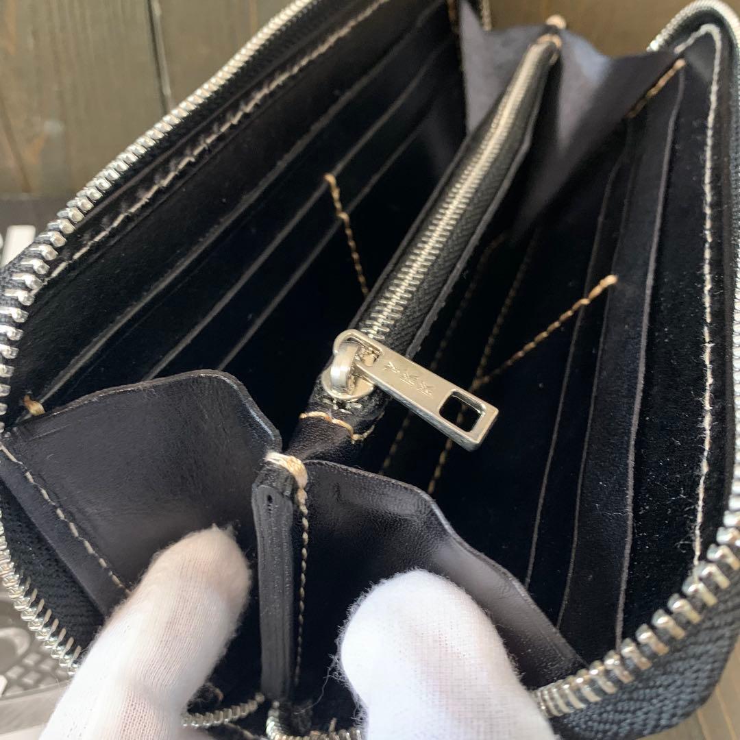 G41■手染め パティーヌ 薔薇スタッズ 財布■イタリアンレザー■青×黒×薔薇