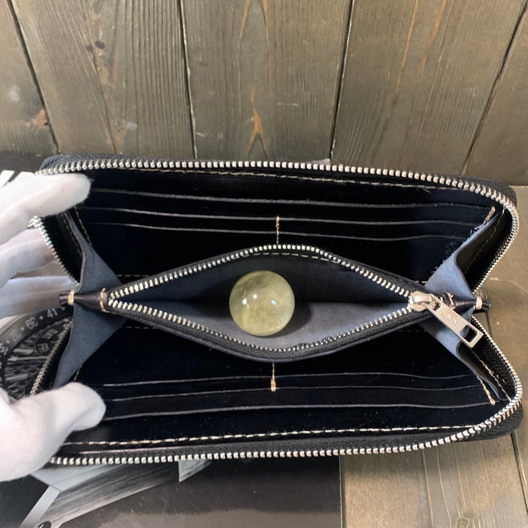 G41■手染め パティーヌ 薔薇スタッズ 財布■イタリアンレザー■青×黒×薔薇