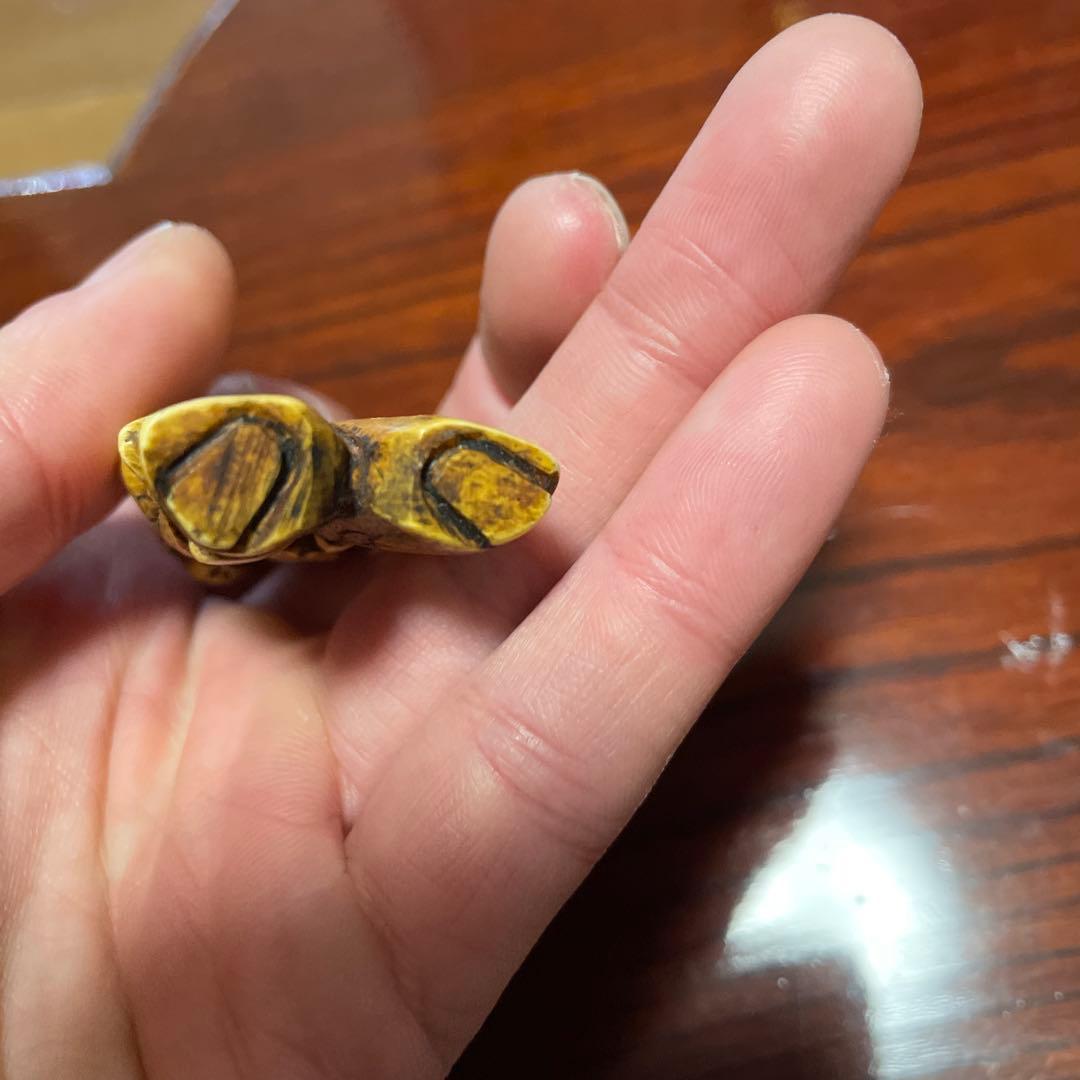 木彫り　根付け　根付　彫刻　アンティーク　骨董　顔が回転して表情がかわります！