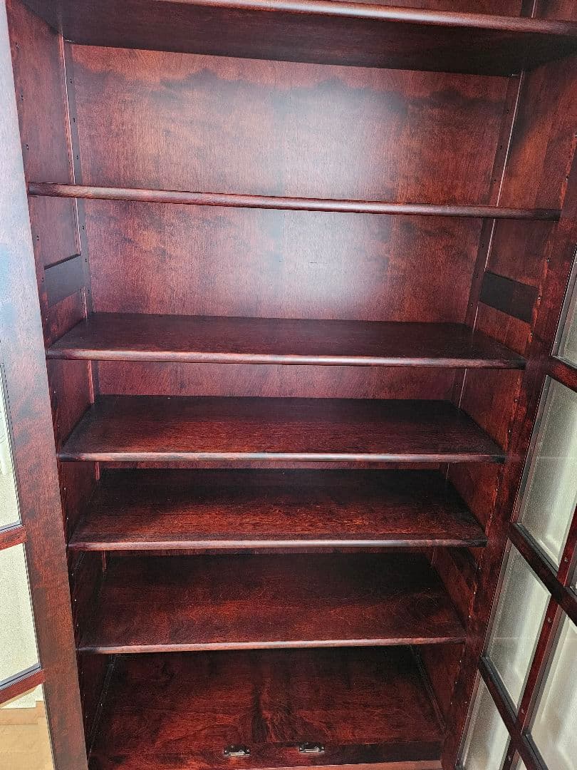 木製ガラス扉本棚 ダークブラウン