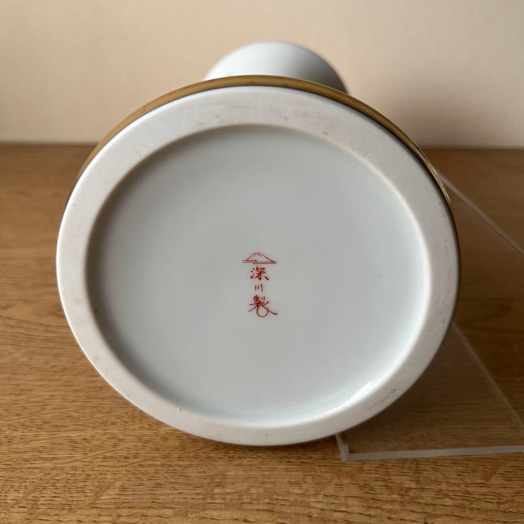 未使用　深川製磁 ブルーチャイナ 花瓶 高さ23cm KM7号花生 専用箱有