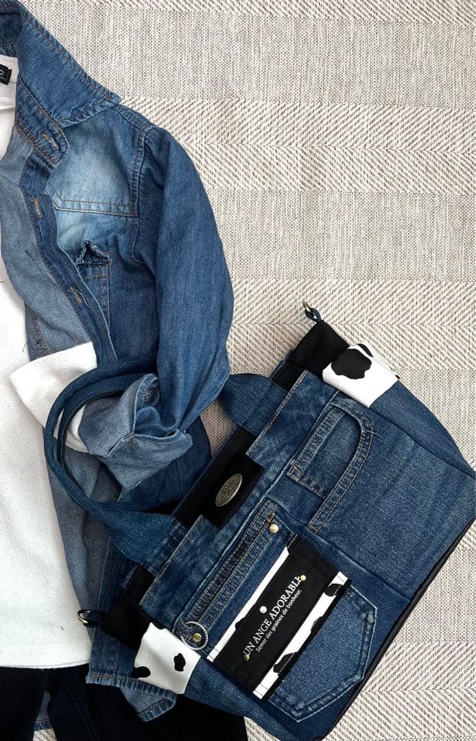 デニムリメイクバッグ（L）No.800☆ハンドバッグ　マザーズバッグ