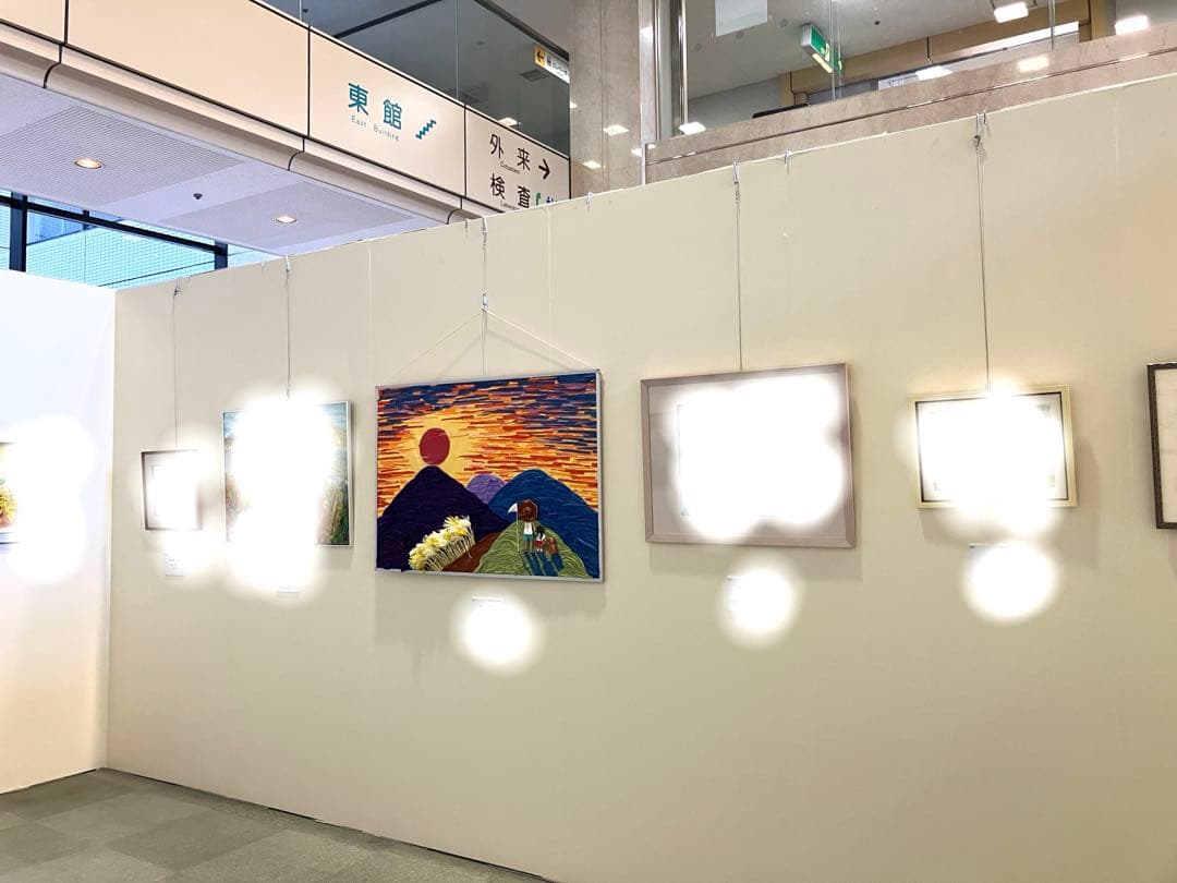 ちぎり絵　貼り絵　原画　お花紙　絵画　半立体　絵画　夕焼け　74×104×4cm