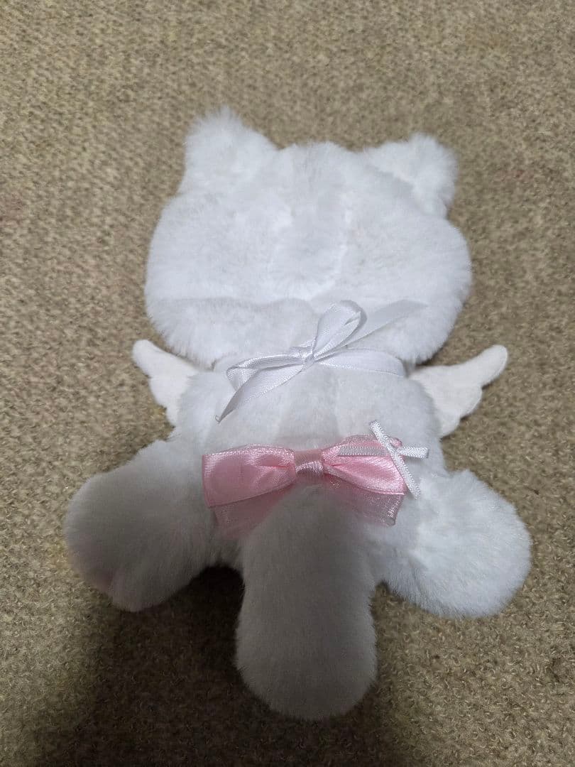 猫耳 おすわり ぬい服 16cm17cm ピンク 白 ねこ ハンドメイド