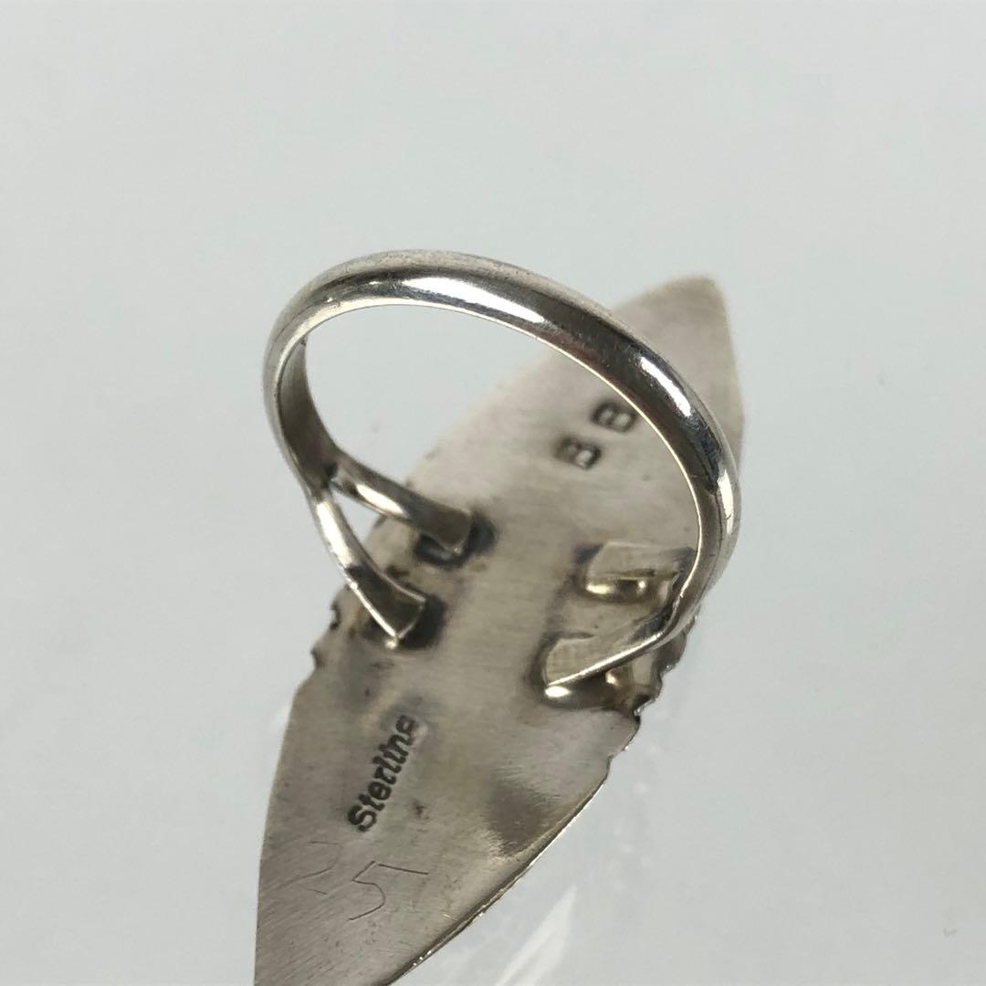 希少 3連 コーラル インディアンジュエリー リング BB刻印 sterling