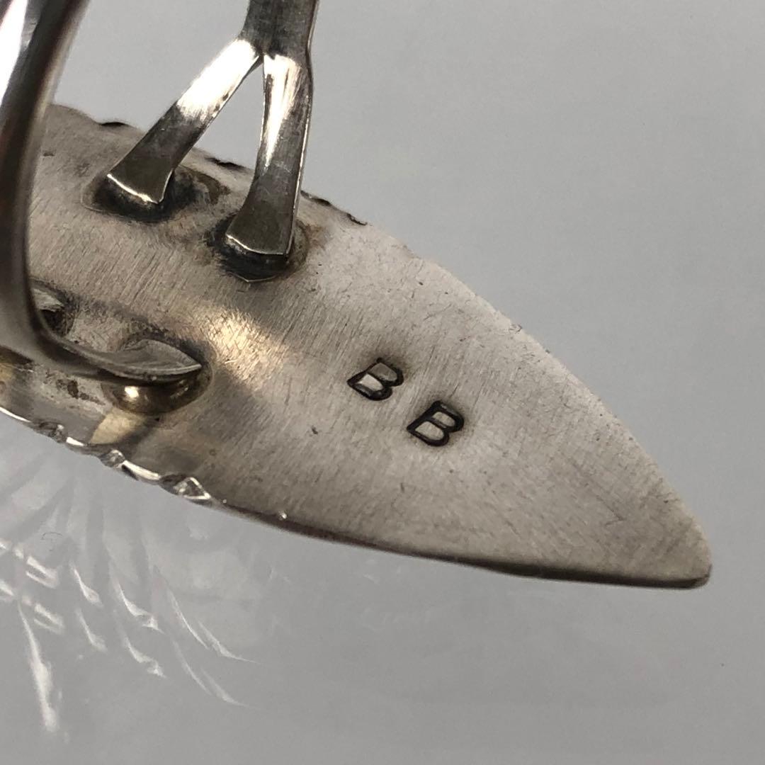 希少 3連 コーラル インディアンジュエリー リング BB刻印 sterling