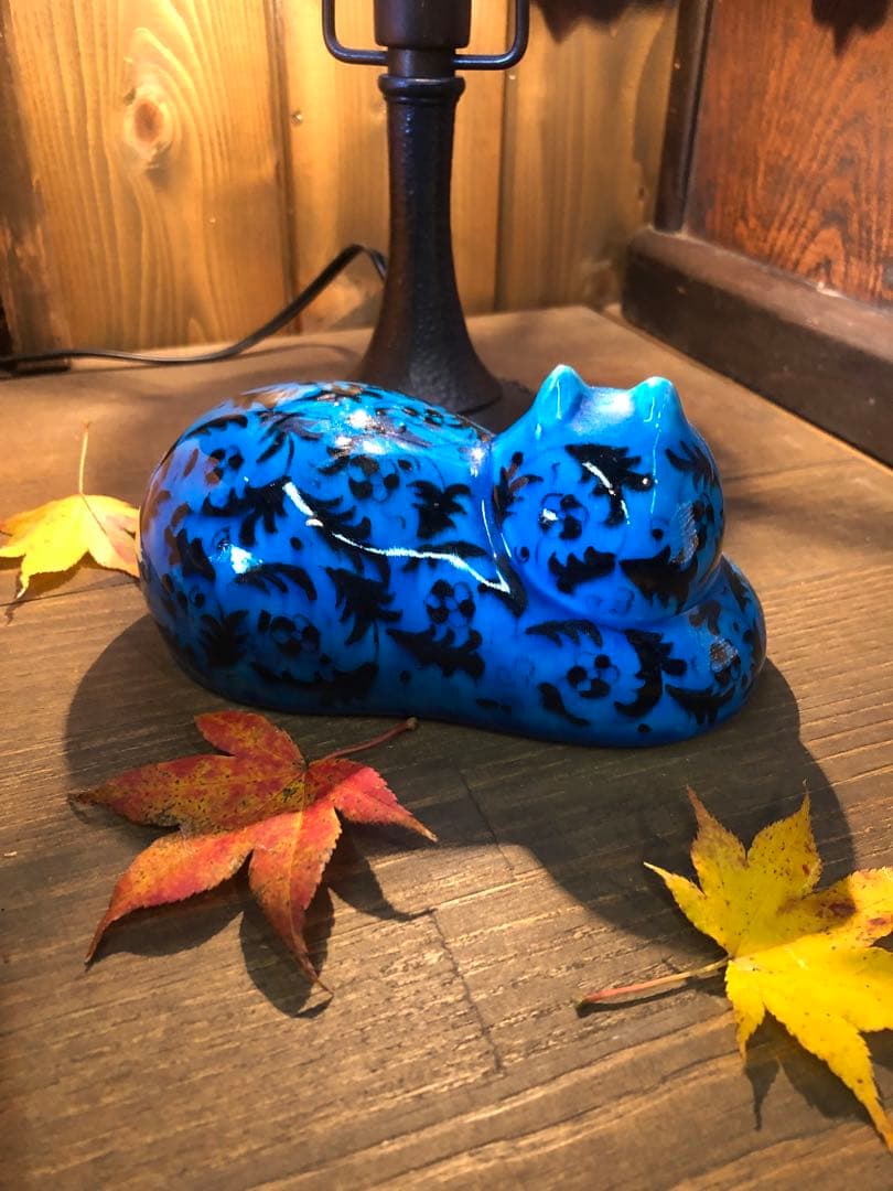 エキゾチックな青い猫、縁起物、招き猫、陶器人形、置物、スピリチュアル