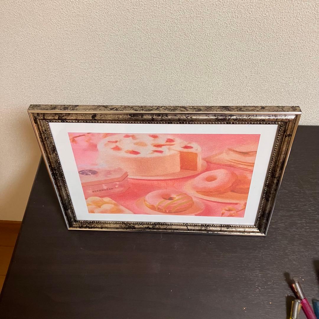 スイーツアート4 パステル画　額縁寸法32.7㎝×24.0㎝×1.5㎝