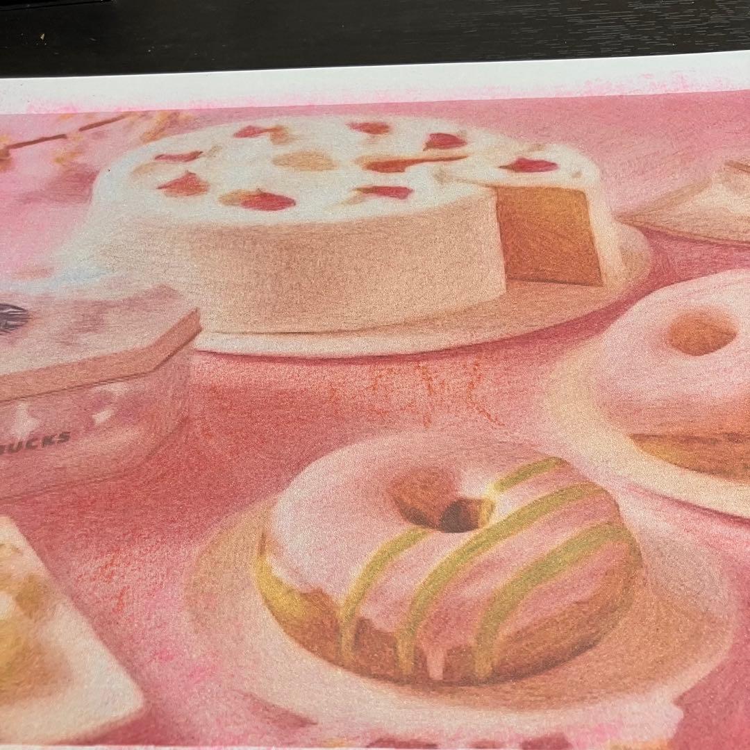 スイーツアート4 パステル画　額縁寸法32.7㎝×24.0㎝×1.5㎝