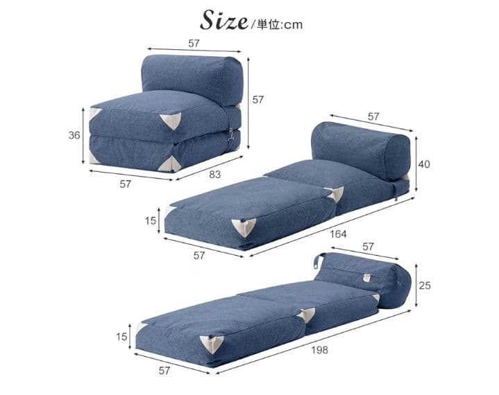 オーエスジェイ(OSJ) 折り畳み式 ソファーベッド 3WAYシングル つ362