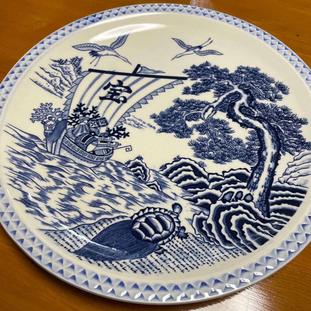 骨董　縁起物　宝船　大皿　角皿