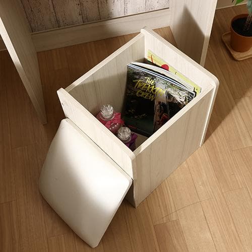 【新品・送料無料】メルル ドレッサー(三面鏡) スツール付き ホワイト 木目調