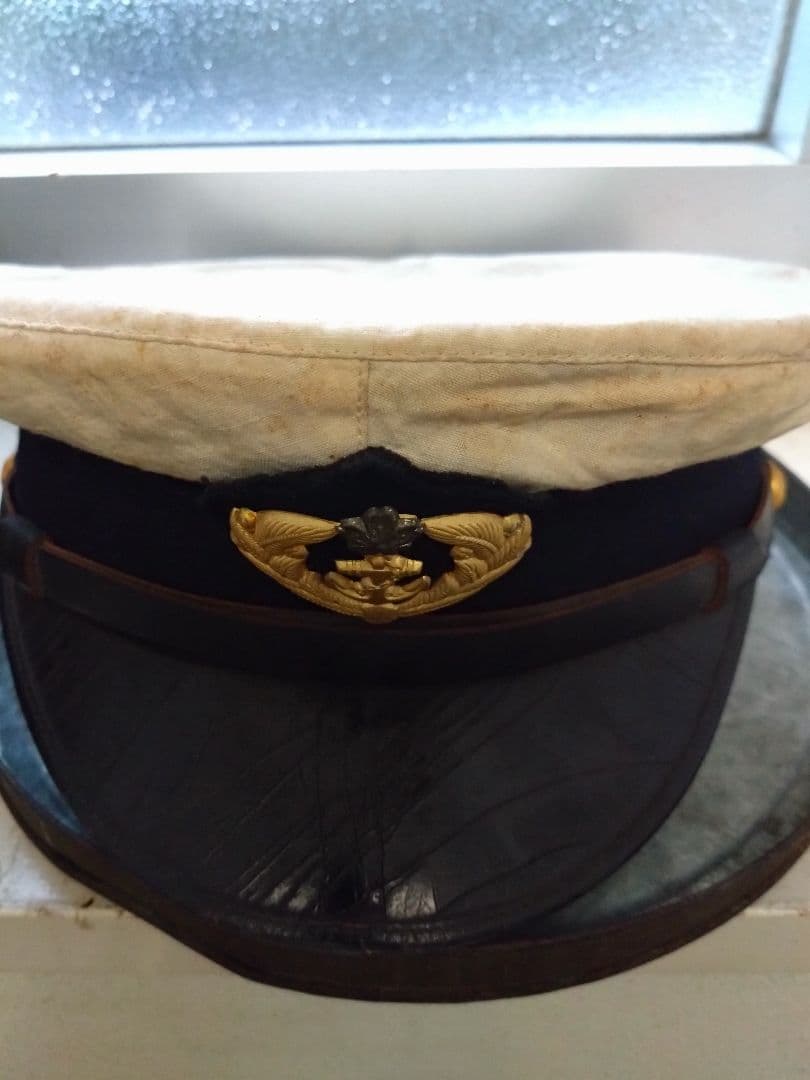 当時物　アンティーク 丸型箱と海軍帽子 セット