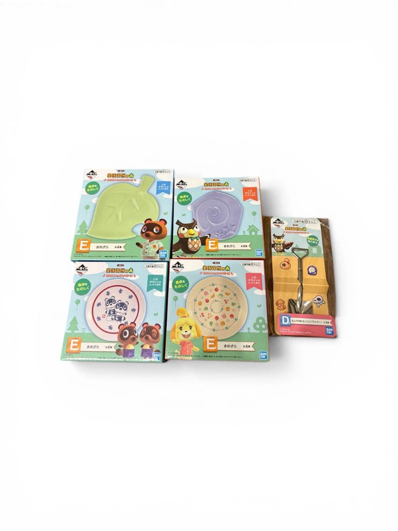 一番くじ　どうぶつの森　E賞　まめざら　コンプセット＋D賞スコップカトラリー1本