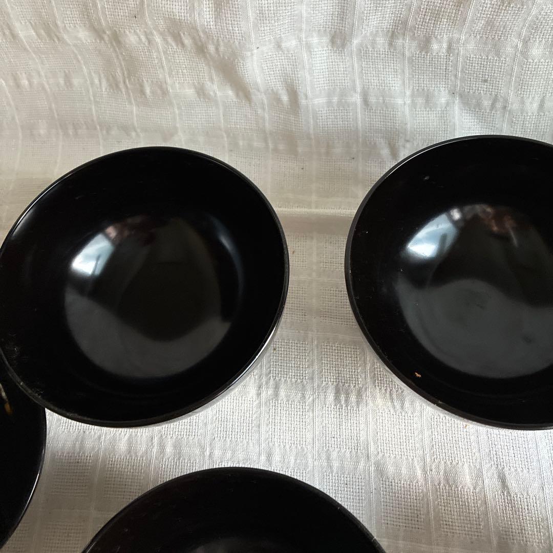 会津塗　吸物＆雑煮椀　高台　5客組　老松