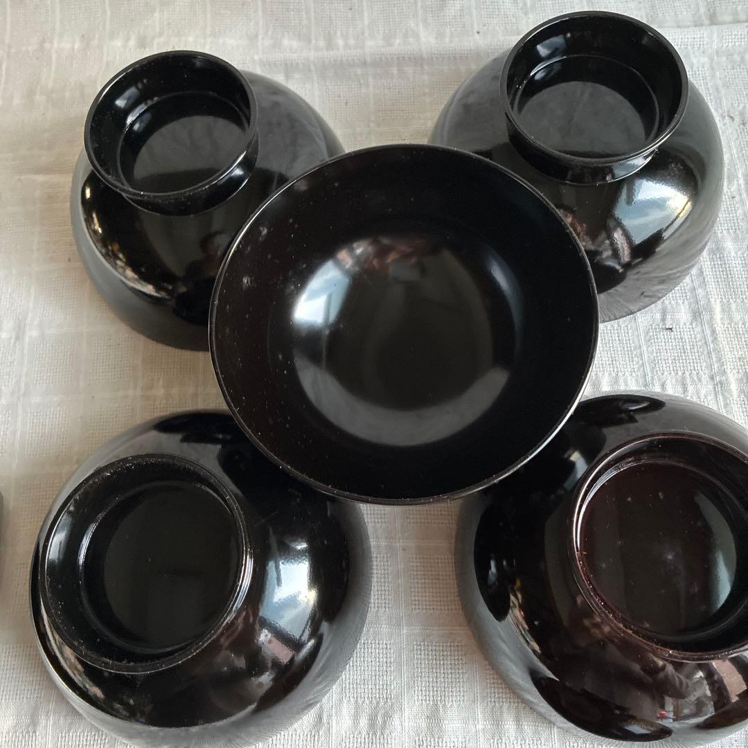 会津塗　吸物＆雑煮椀　高台　5客組　老松