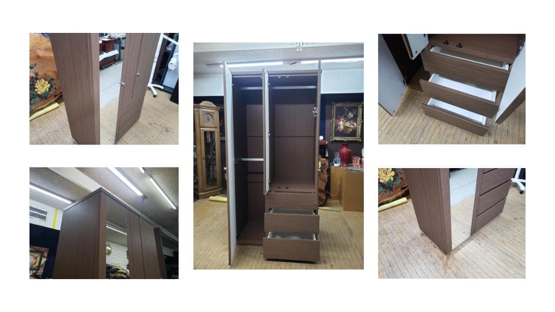 ｃ33　美品ニトリ製　マルチタンス　クエスＴ　ミラー付きワードロープ