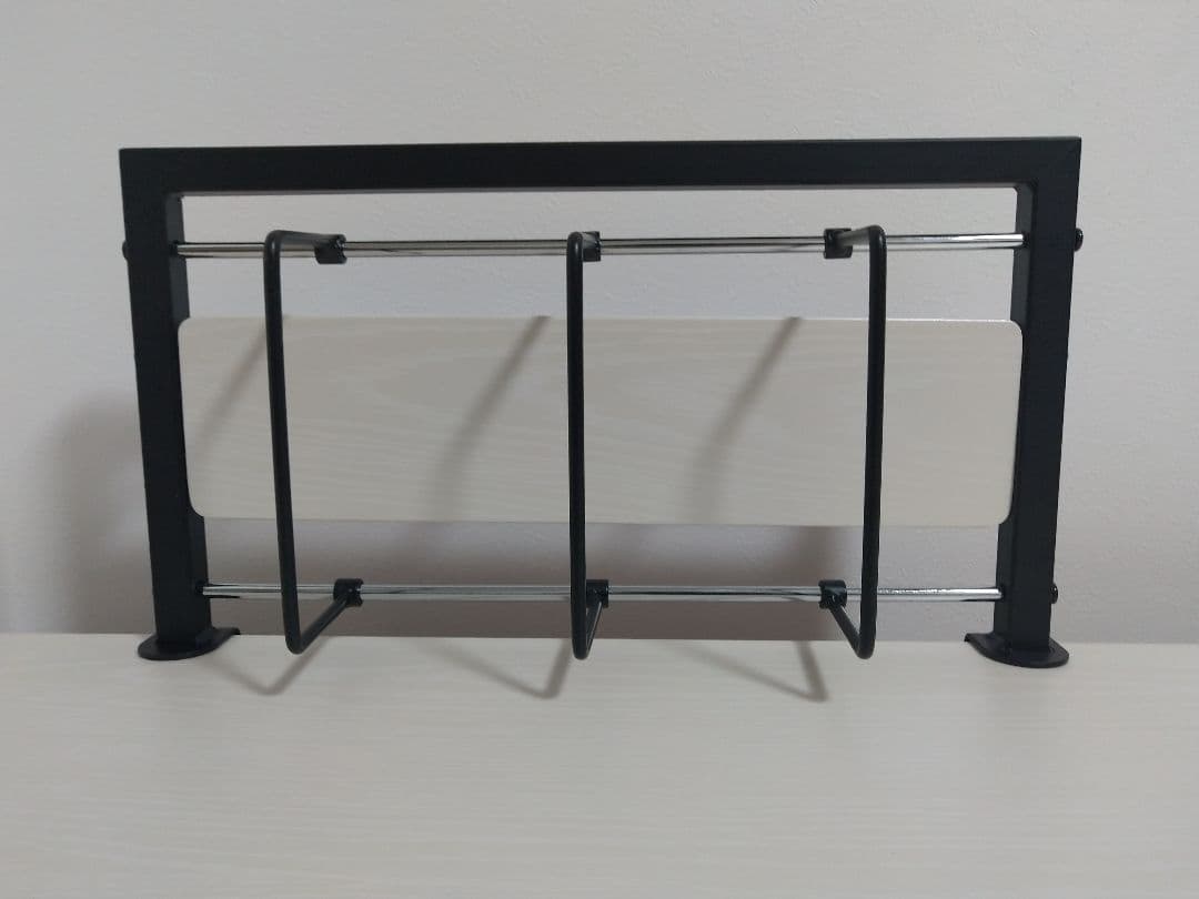 ホワイト木製デスク 背面収納ラック付き