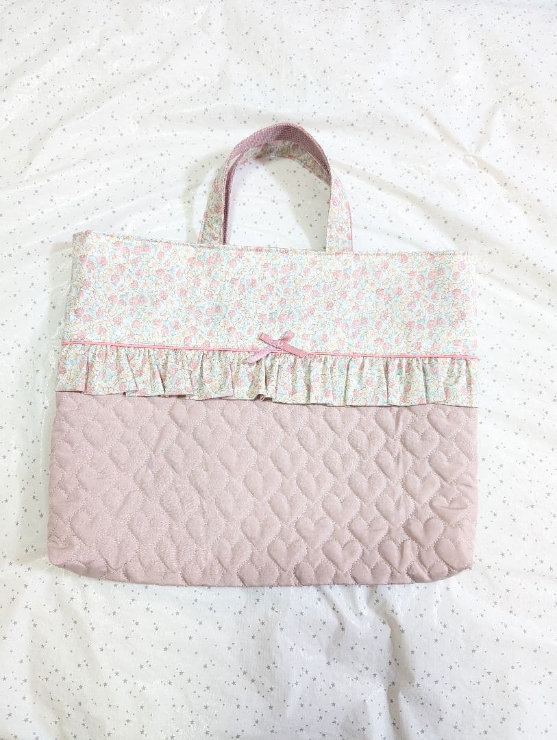 リバティ　レッスンバッグ上履き入れ体操服袋　ハンドメイド　アシュテッド×ハート