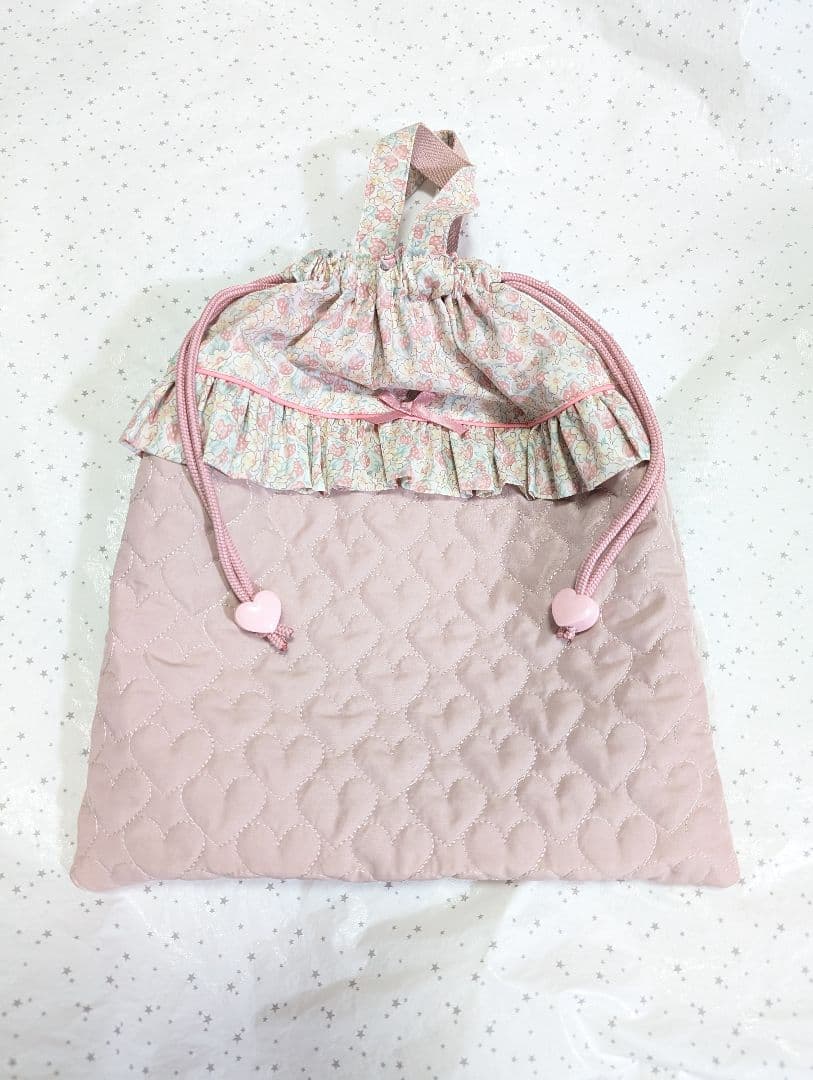 リバティ　レッスンバッグ上履き入れ体操服袋　ハンドメイド　アシュテッド×ハート