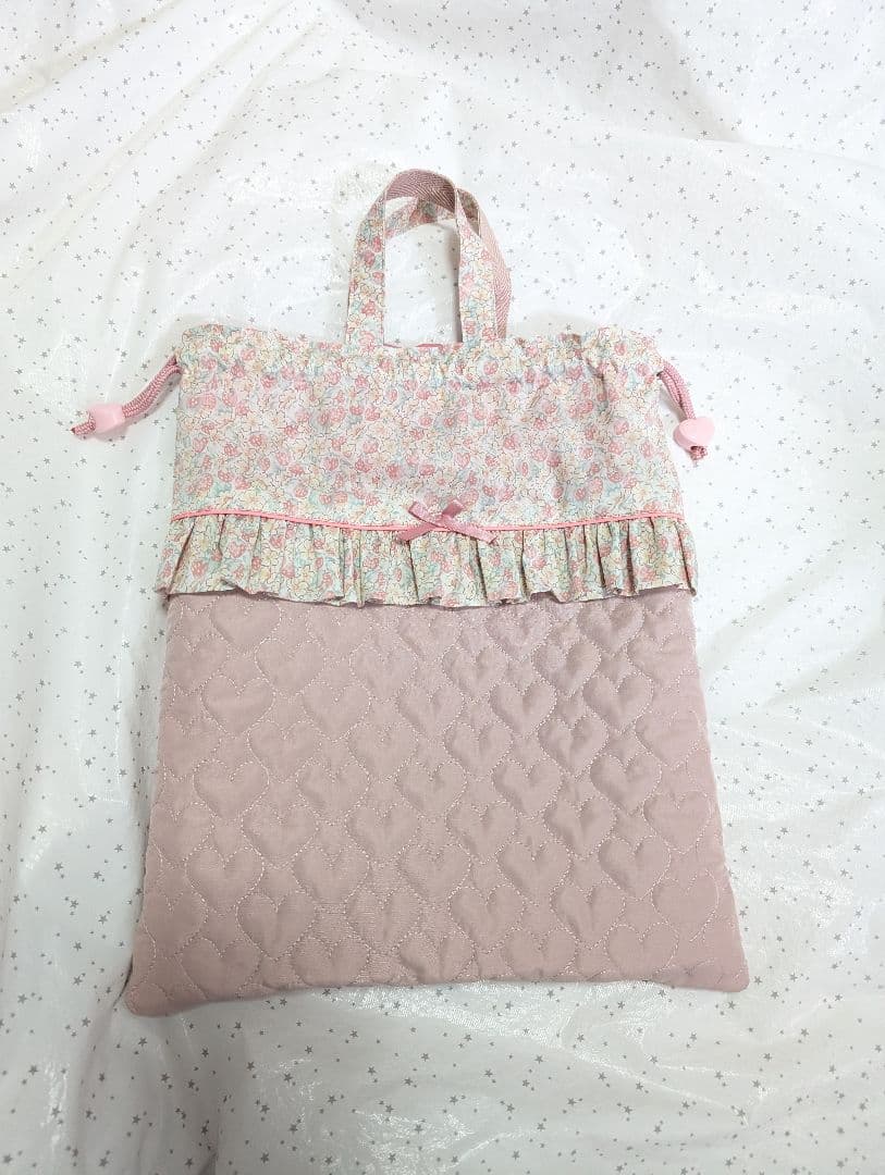 リバティ　レッスンバッグ上履き入れ体操服袋　ハンドメイド　アシュテッド×ハート
