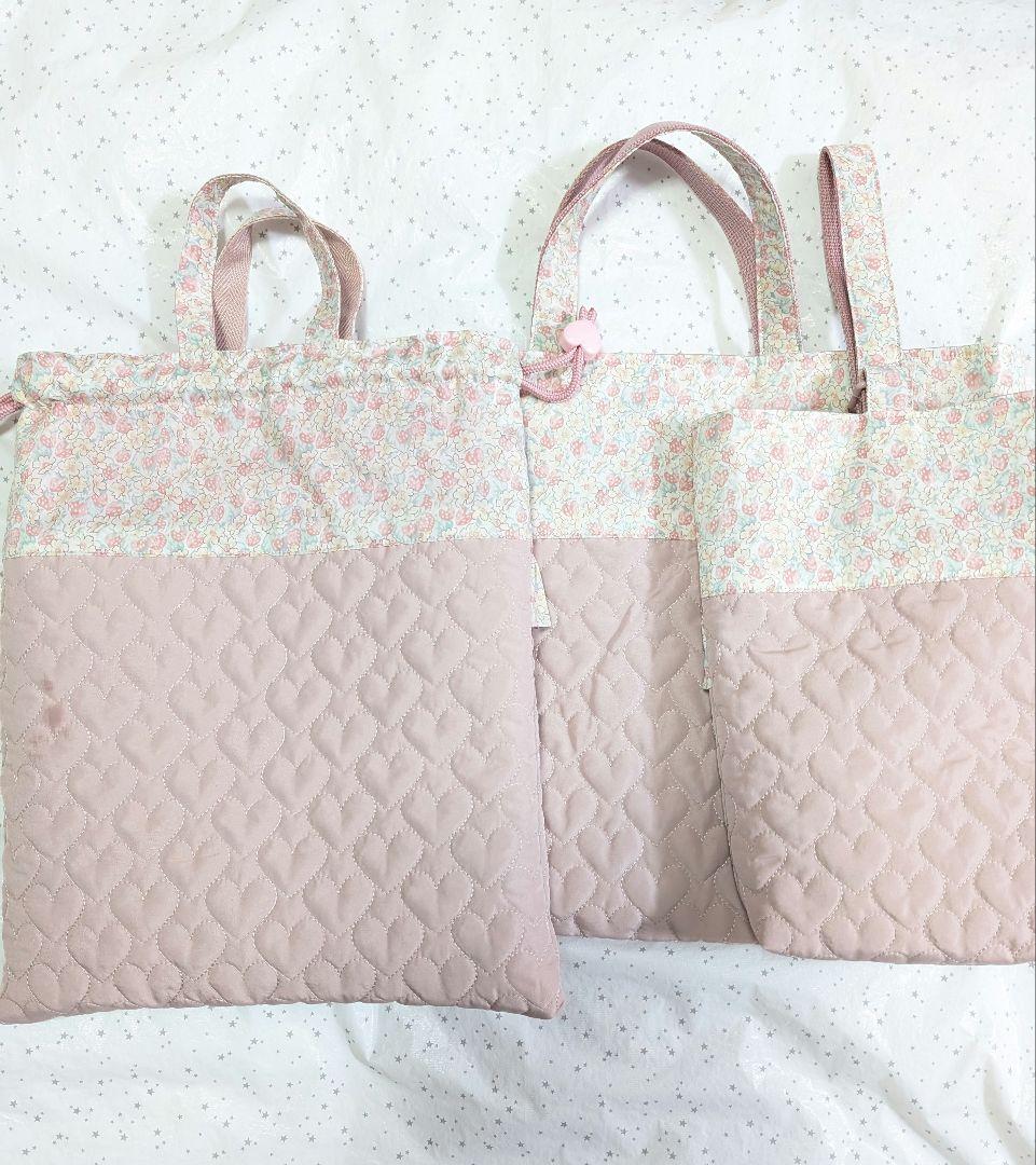 リバティ　レッスンバッグ上履き入れ体操服袋　ハンドメイド　アシュテッド×ハート