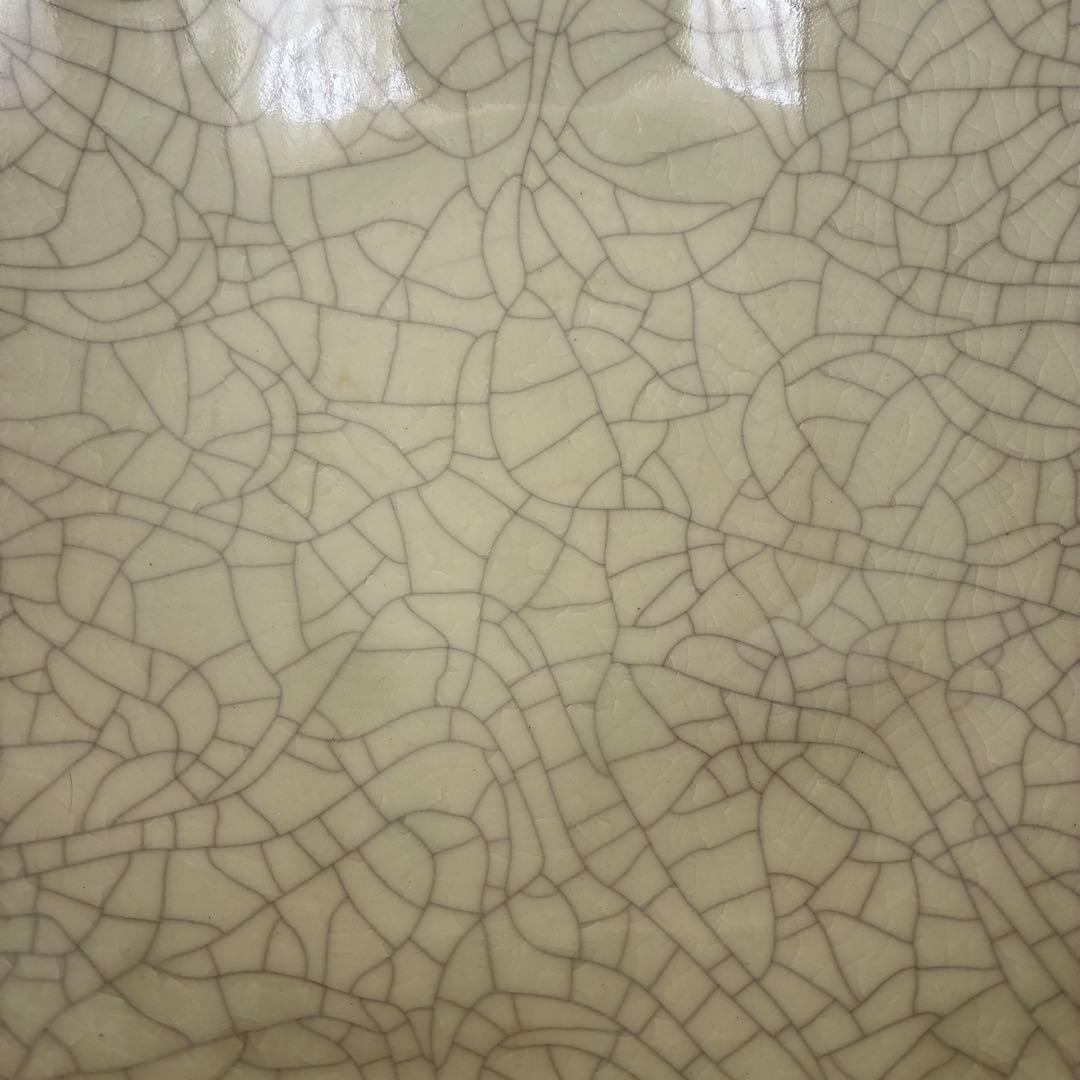 未使用 レトロ 骨董 アンティーク 高台 脚付き 大鉢 青磁 貫入 グリーン