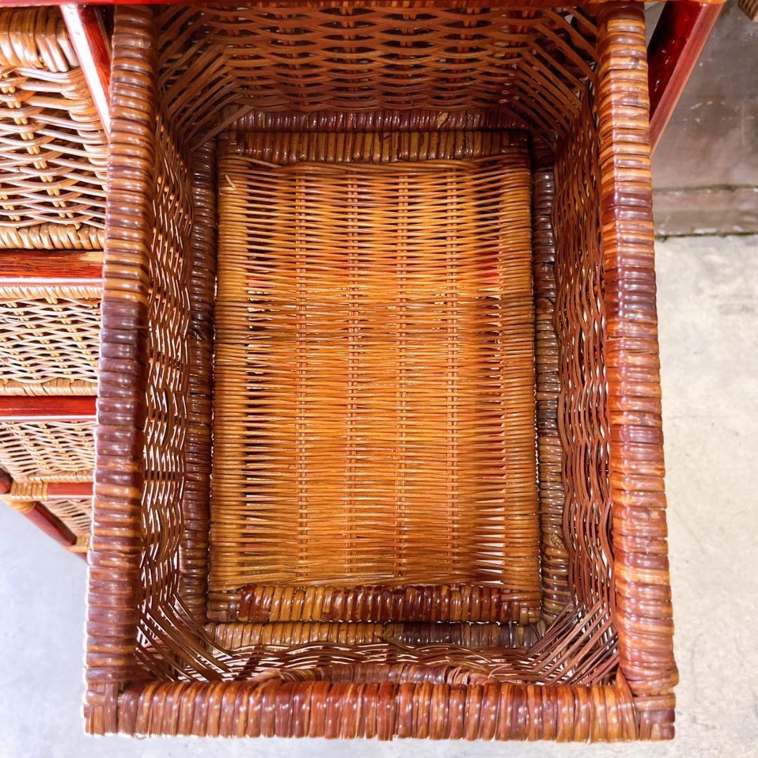 【美品】TEHFANG 德芳 ラタンチェスト 6杯 昭和レトロ 収納家具