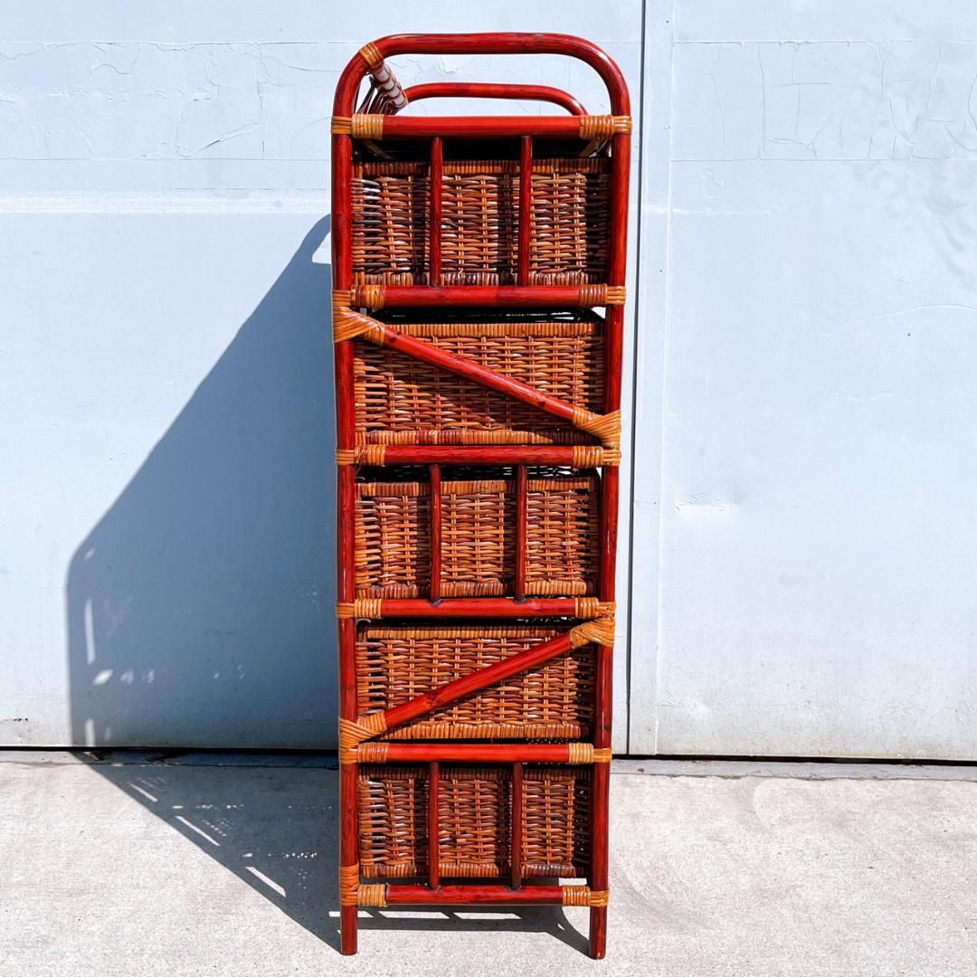 【美品】TEHFANG 德芳 ラタンチェスト 6杯 昭和レトロ 収納家具