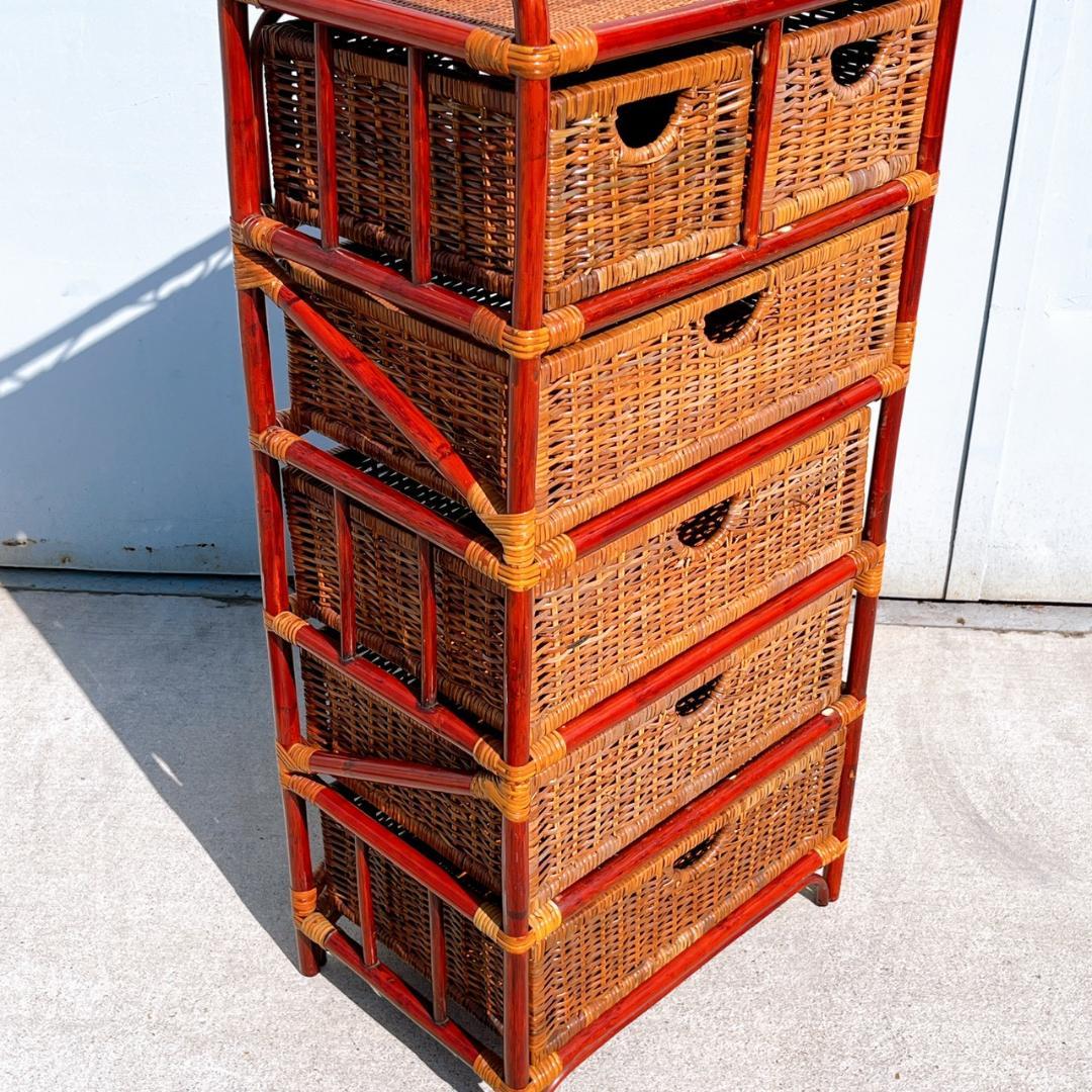 【美品】TEHFANG 德芳 ラタンチェスト 6杯 昭和レトロ 収納家具