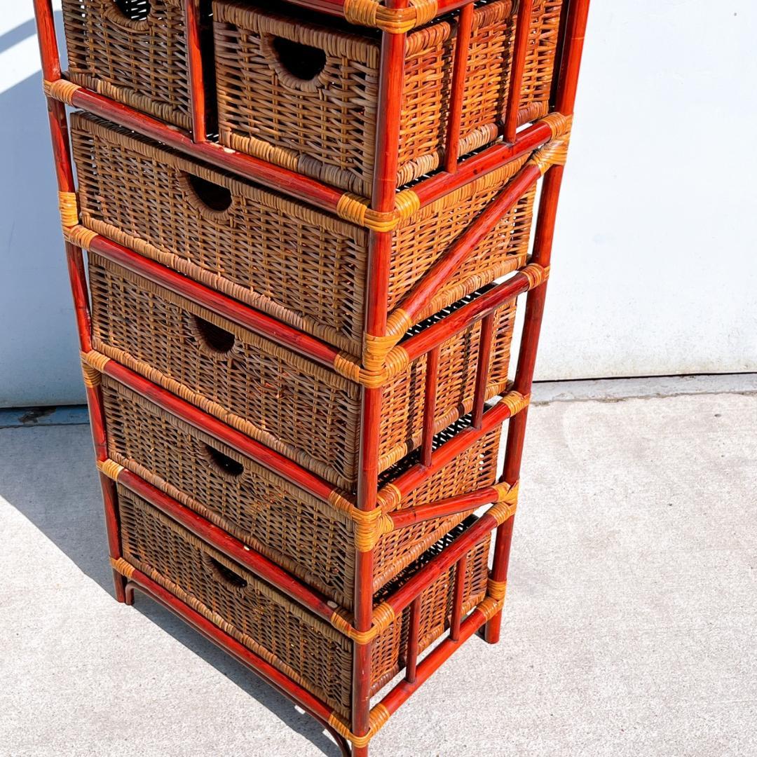 【美品】TEHFANG 德芳 ラタンチェスト 6杯 昭和レトロ 収納家具