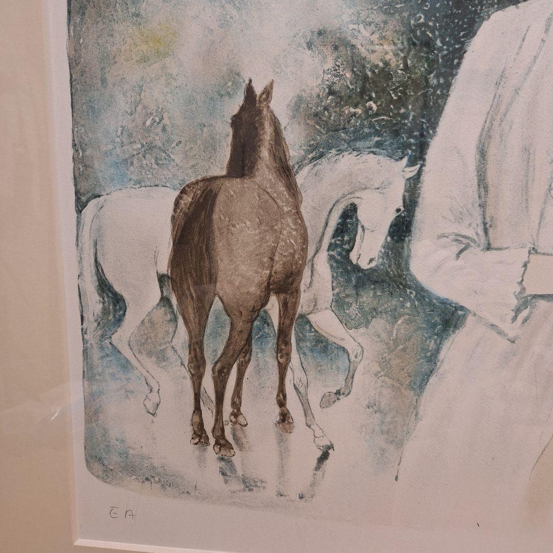 【真作】ベルナール・シャロワ「美しき女性と馬」リトグラフ EA版 額装 署名有