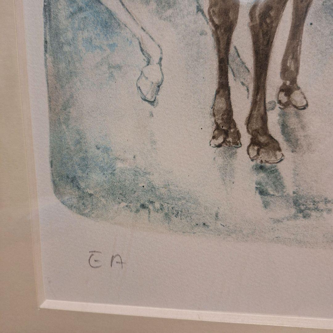 【真作】ベルナール・シャロワ「美しき女性と馬」リトグラフ EA版 額装 署名有